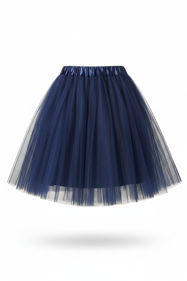 Jupe Patineuse Tulle Bleu Marine Fluide