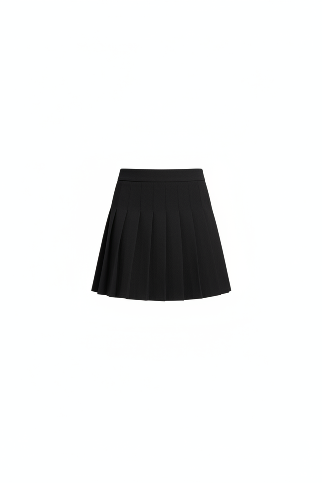 Jupe Patineuse Noire Plissée Mini
