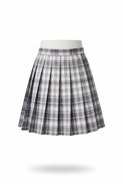 Jupe Patineuse À Carreaux Plissée Preppy