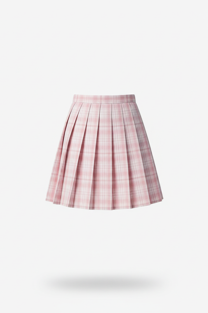 Jupe Patineuse Rose Écossaise Plissée