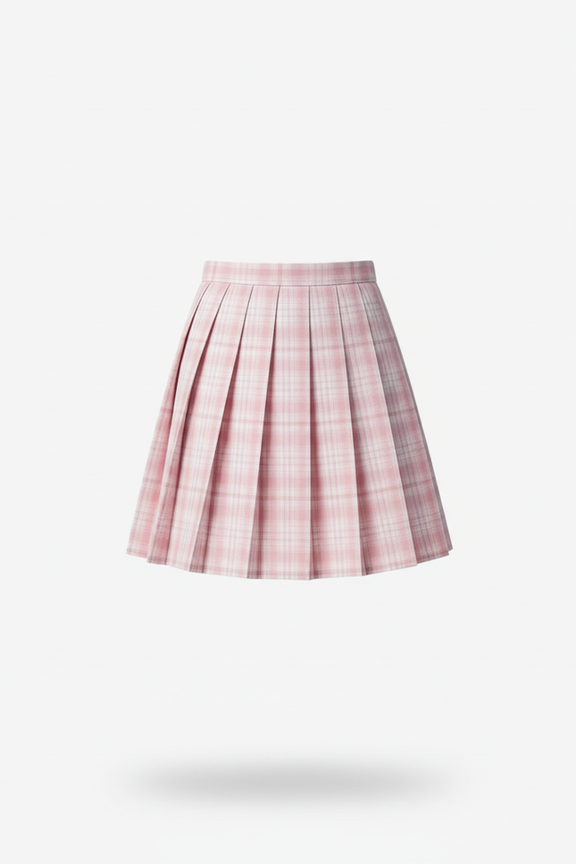 Jupe Patineuse Rose Écossaise Plissée