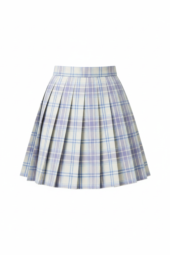 Jupe Patineuse Plaid Plissée Décontractée