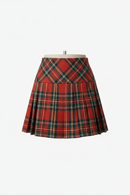 Jupe Patineuse Écossaise Plissée Y2K
