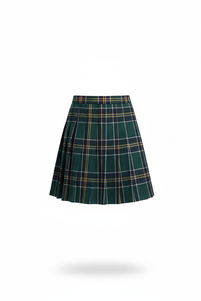 Jupe Patineuse Écossaise Verte Plissée