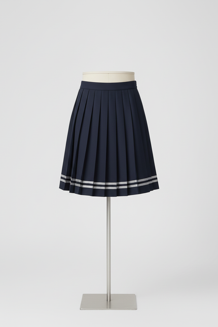 Jupe Patineuse Plissée Bleue Marine Élégante