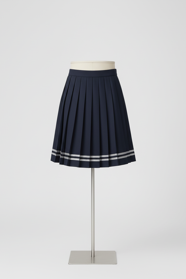 Jupe Patineuse Plissée Bleue Marine Élégante