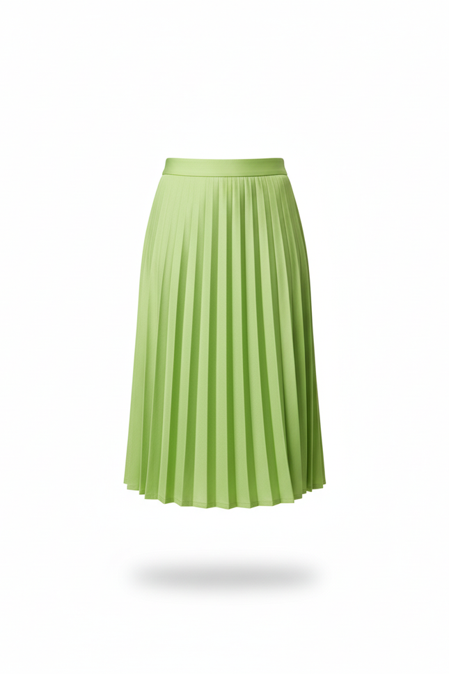 Jupe Patineuse Plissée Fluide Verte