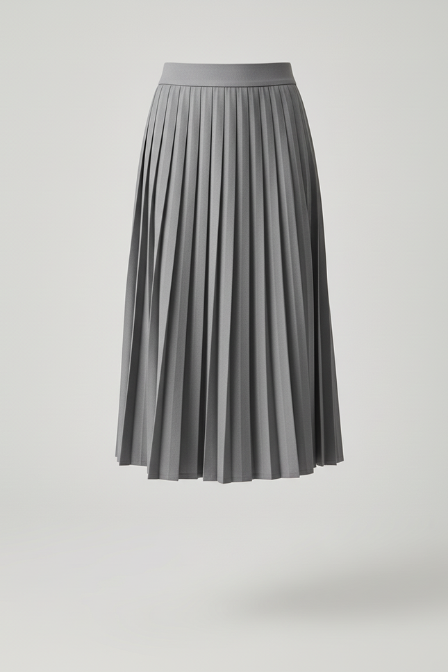 Jupe Patineuse Grise Plissée Chic Intemporelle