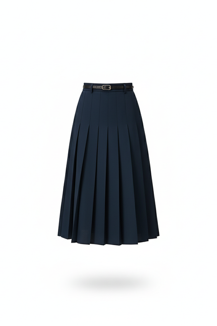 Jupe Patineuse Bleu Marine Plissée Élégante