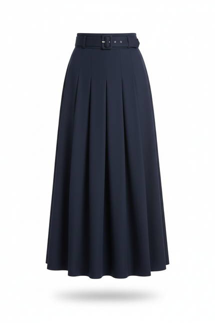 Jupe Patineuse Plissée Bleu Marine Élégante