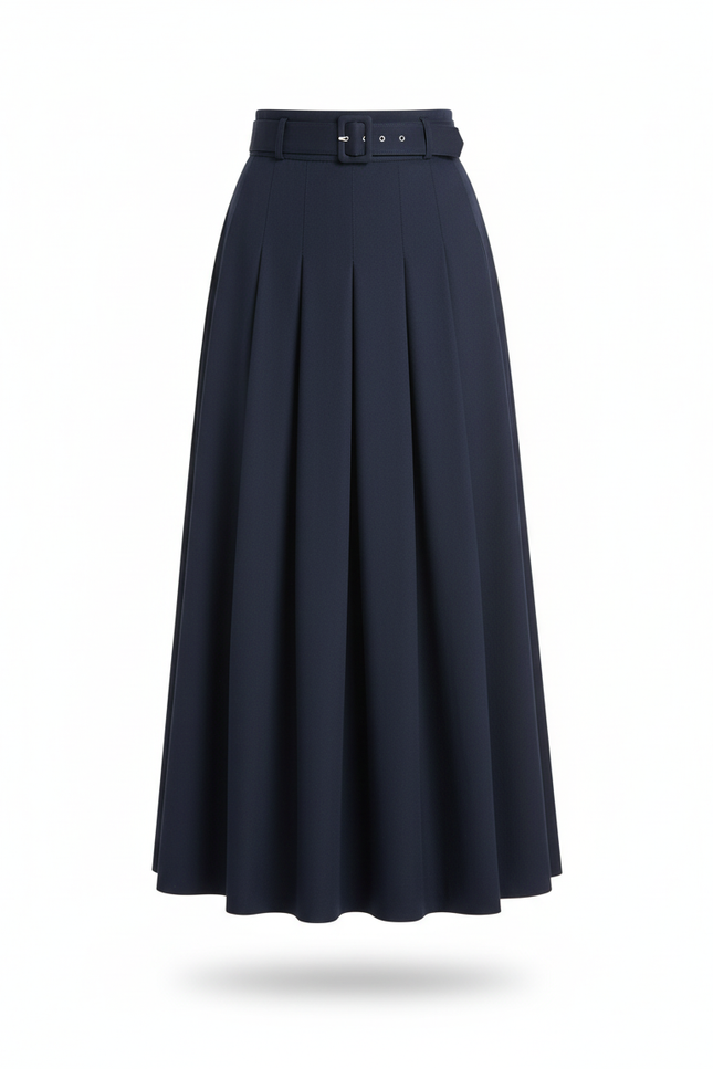 Jupe Patineuse Plissée Bleu Marine Élégante