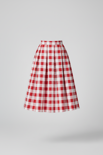 Jupe Patineuse Plissée Rouge Écossaise