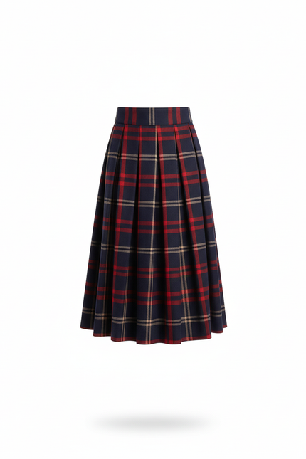 Jupe Patineuse Plissée Carreaux Vintage