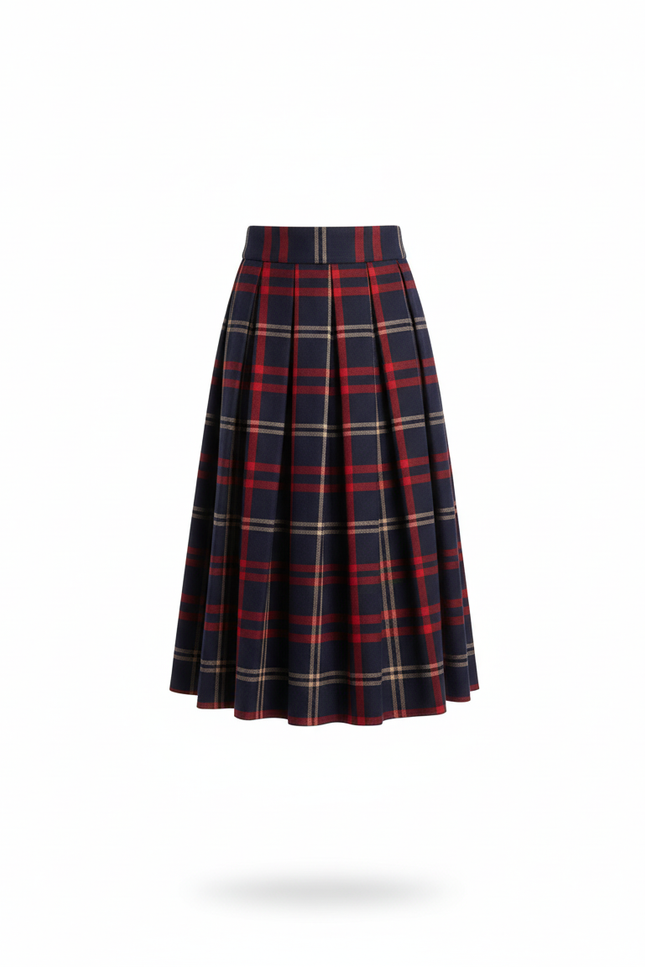 Jupe Patineuse Plissée Carreaux Vintage