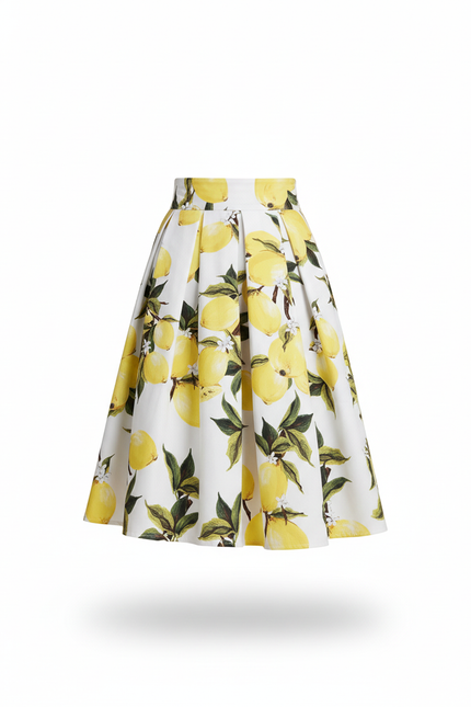 Jupe Patineuse Plissée Citrons Rétro