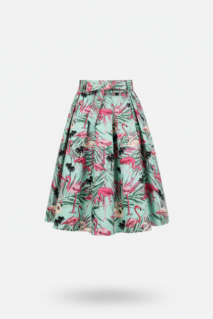 Jupe Patineuse Tropicale Plissée Décontractée
