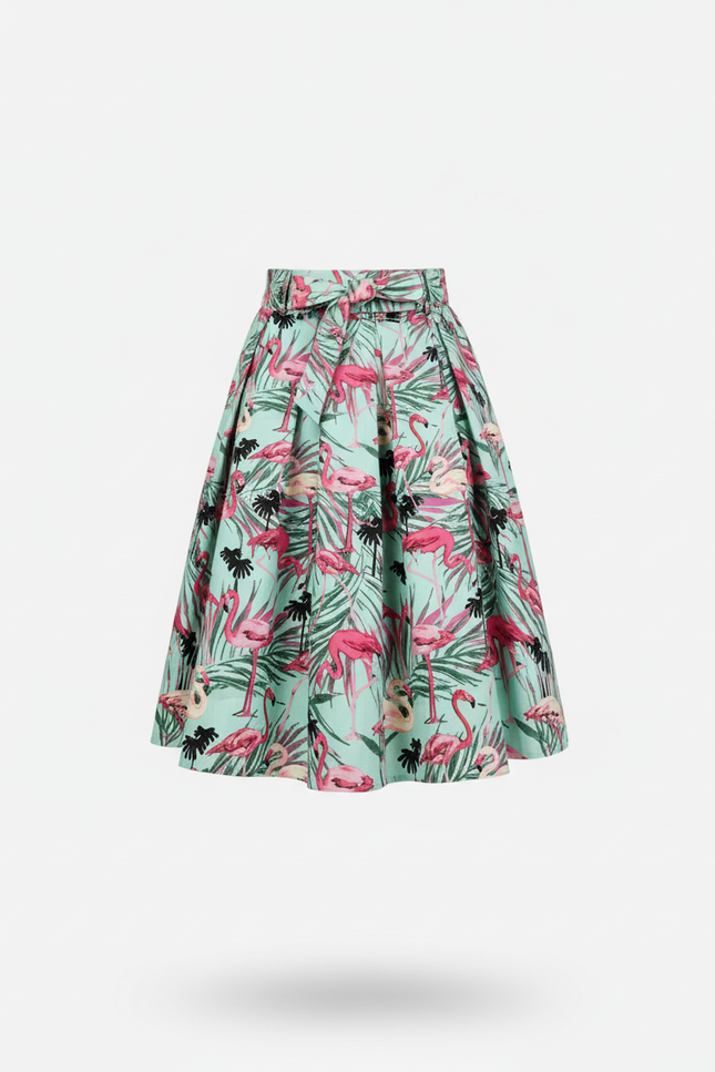 Jupe Patineuse Tropicale Plissée Décontractée