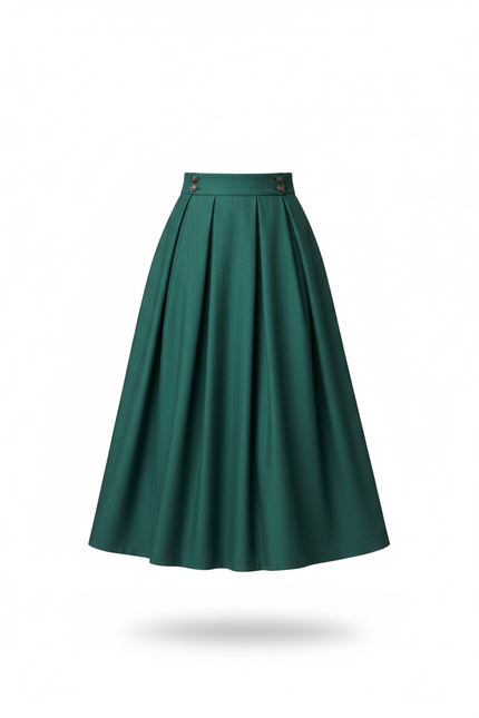 Jupe Patineuse Verte Plissée Élégante Originale