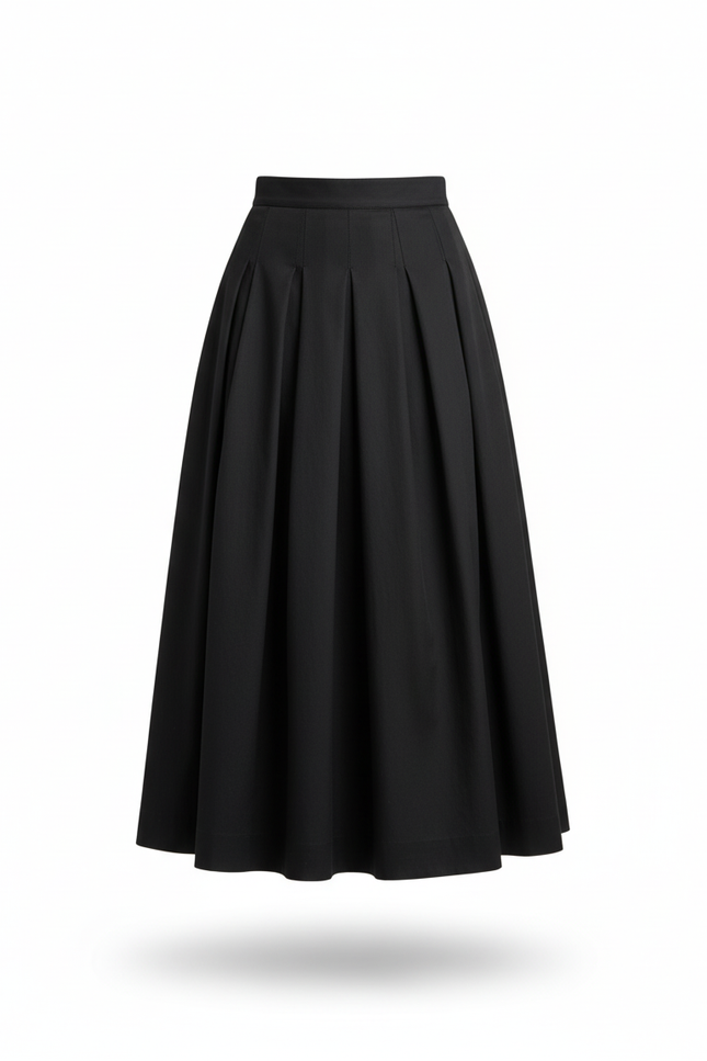 Jupe Patineuse Noire Plissée Élégante Sophistiquée
