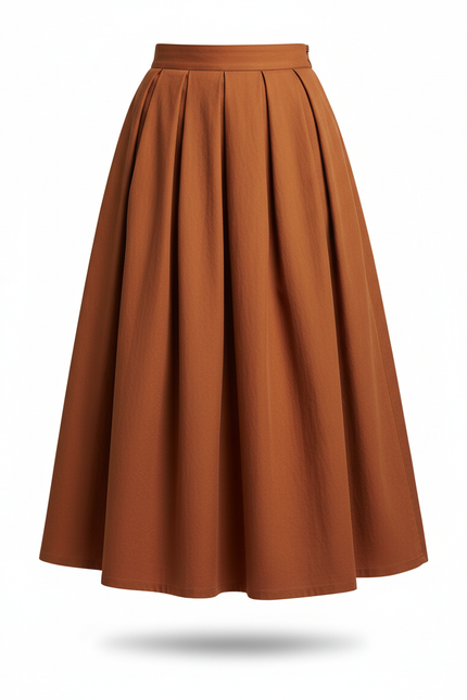 Jupe Patineuse Rouille Plissée Élégante