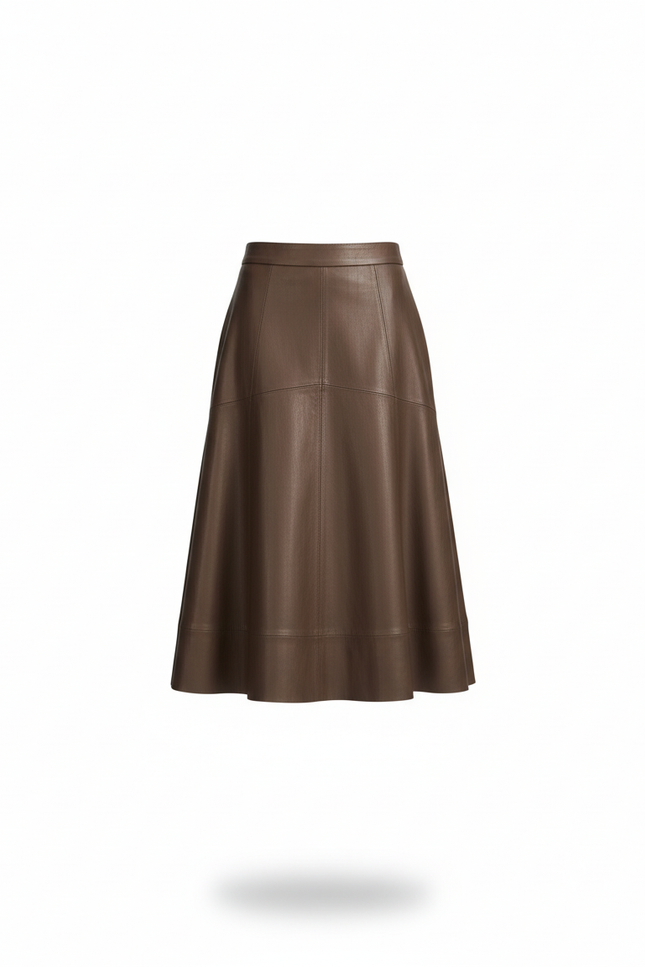 Jupe Patineuse Simili Cuir Mi Longue