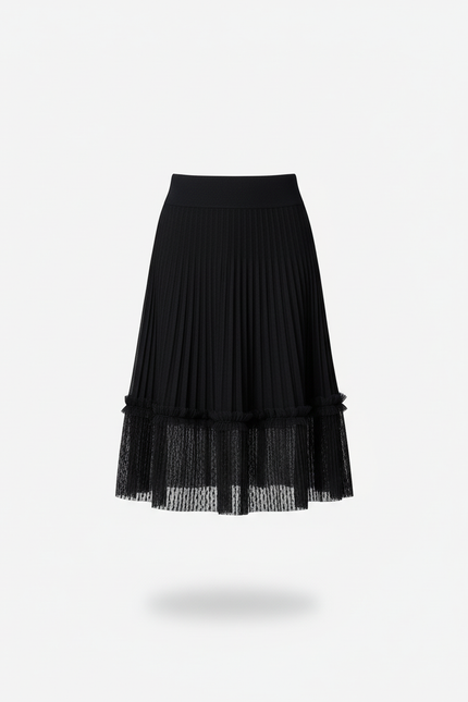 Jupe Patineuse Plissée Dentelle Chic