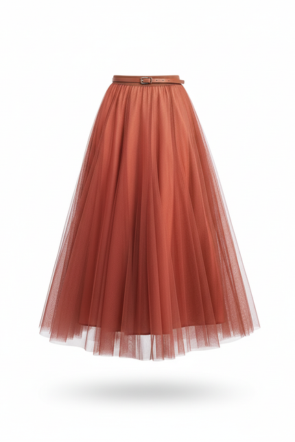 Jupe Patineuse Tulle Rouille Élégante