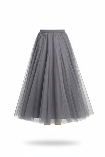 Jupe Patineuse Tulle Grise Élégante