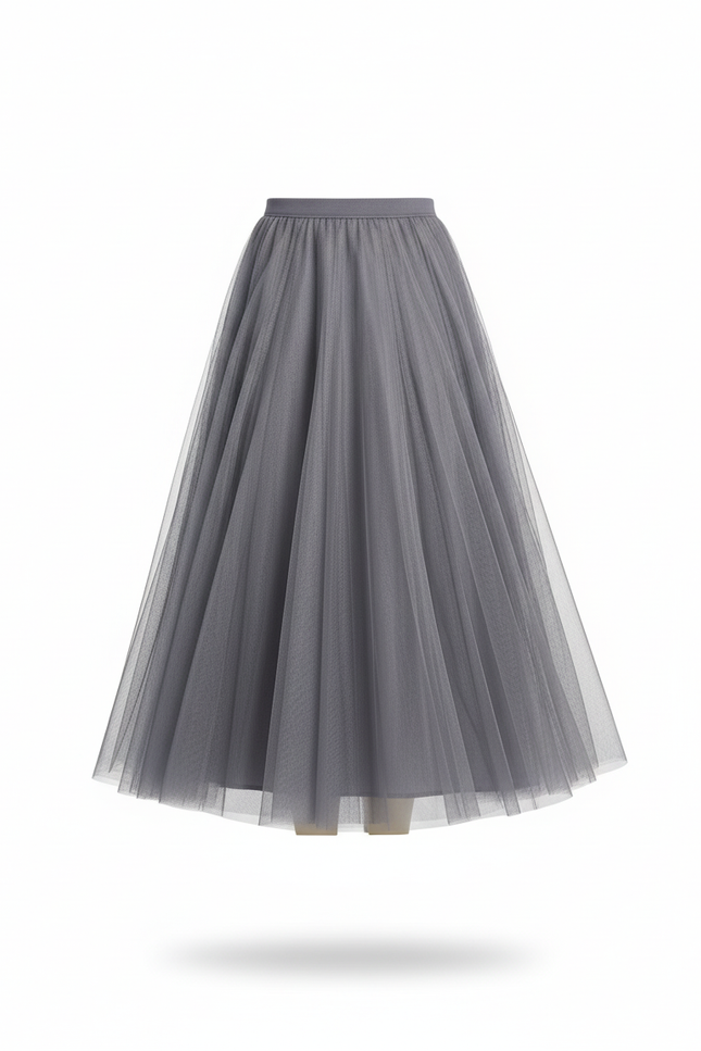 Jupe Patineuse Tulle Grise Élégante