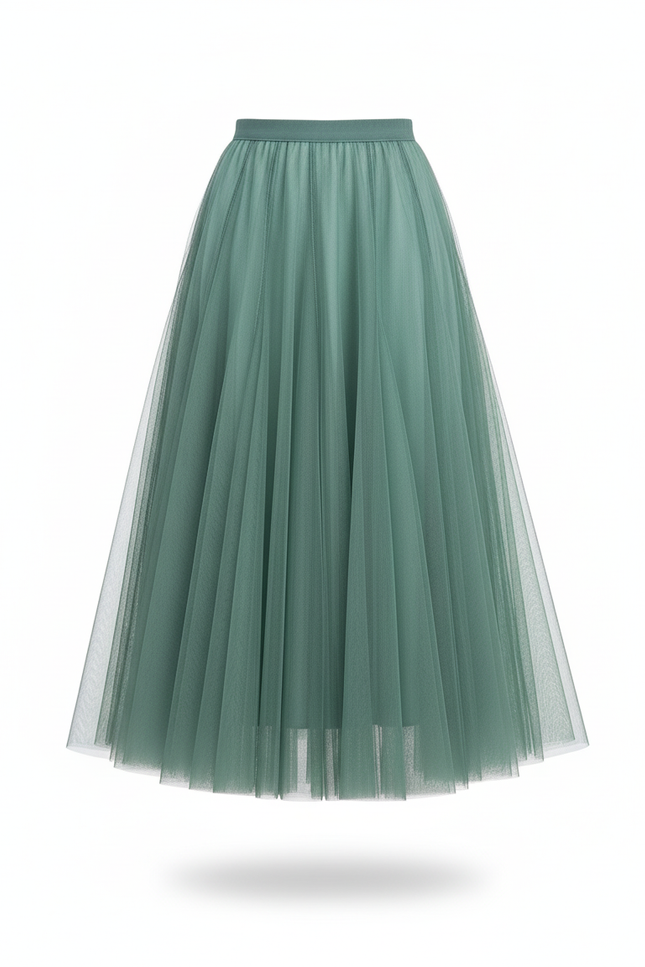 Jupe Patineuse Tulle Verte Élégante
