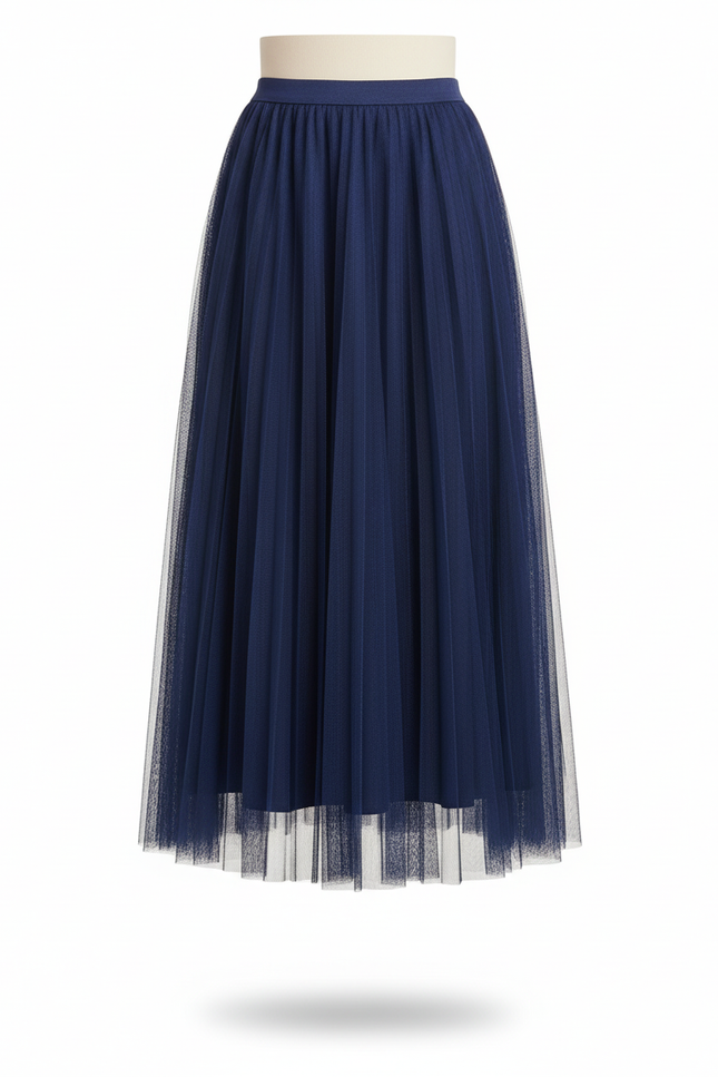 Jupe Patineuse Bleue Marine Tulle Élégante