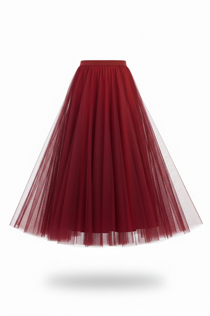 Jupe Patineuse Rouge Tulle Fluide