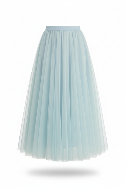 Jupe Patineuse Tulle Plissée Bleu Ciel