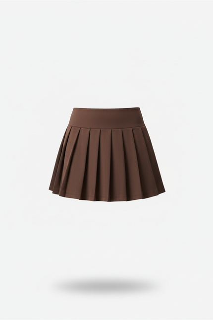 Jupe Patineuse Marron Plissée Décontractée