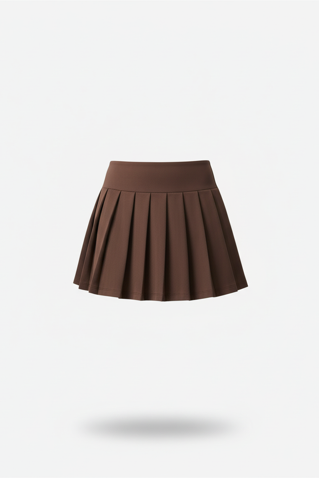 Jupe Patineuse Marron Plissée Décontractée