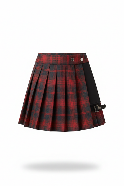 Jupe Patineuse Écossaise Plissée Punk