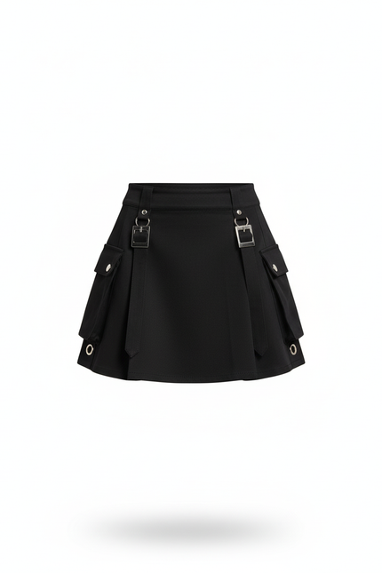 Jupe Patineuse Noire Utilitaire Décontractée