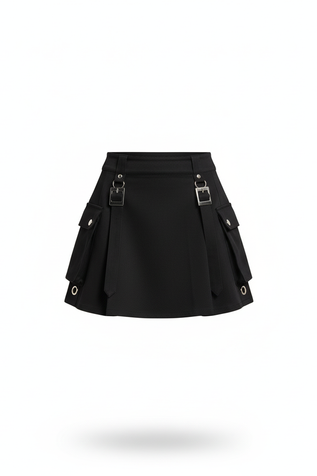 Jupe Patineuse Noire Utilitaire Décontractée