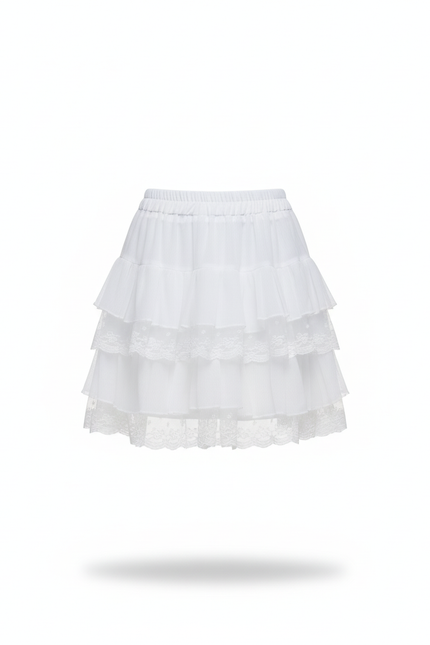 Jupe Patineuse Blanche À Volants Chic