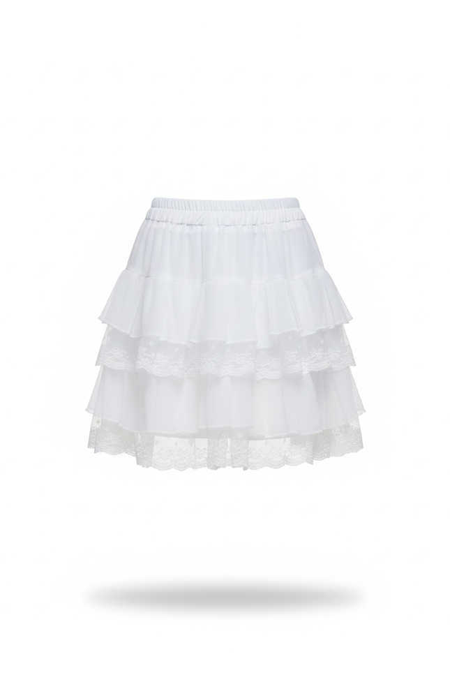 Jupe Patineuse Blanche À Volants Chic