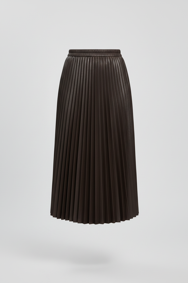 Jupe Patineuse Marron Plissée Chic