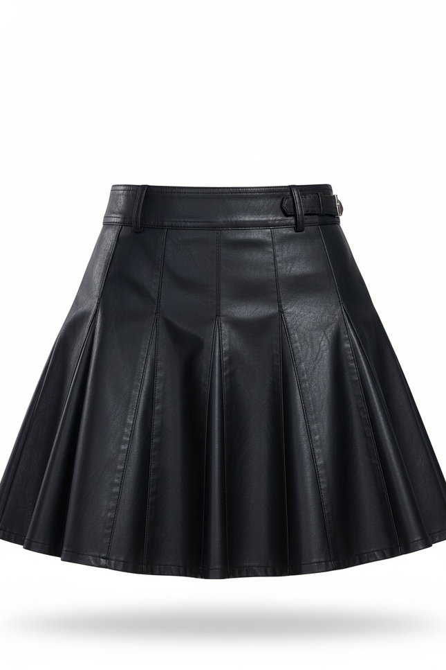 Jupe Patineuse Noire Cuir Élégante