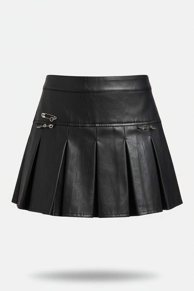 Jupe Patineuse Similicuir Plissée Chic
