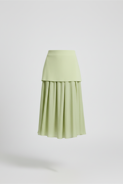 Jupe Patineuse Vert Pistache Plissée Élégante