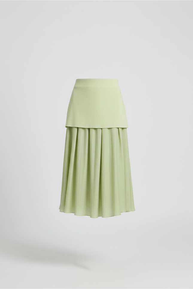 Jupe Patineuse Vert Pistache Plissée Élégante