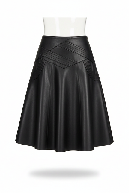 Jupe Patineuse Similicuir Structurée Chic