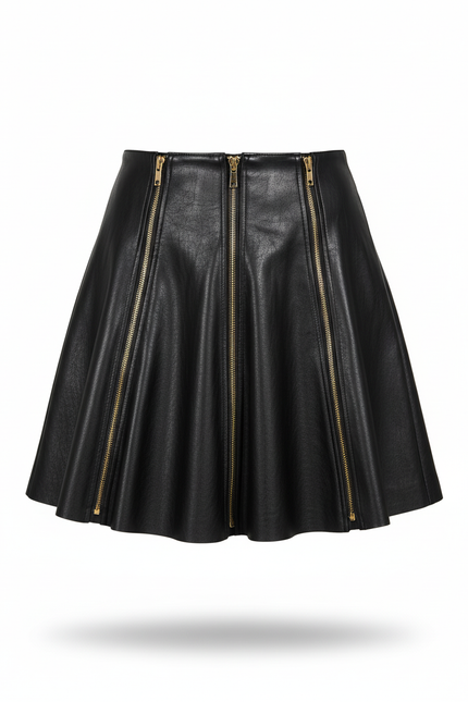 Jupe Patineuse Similicuir Zips Chic