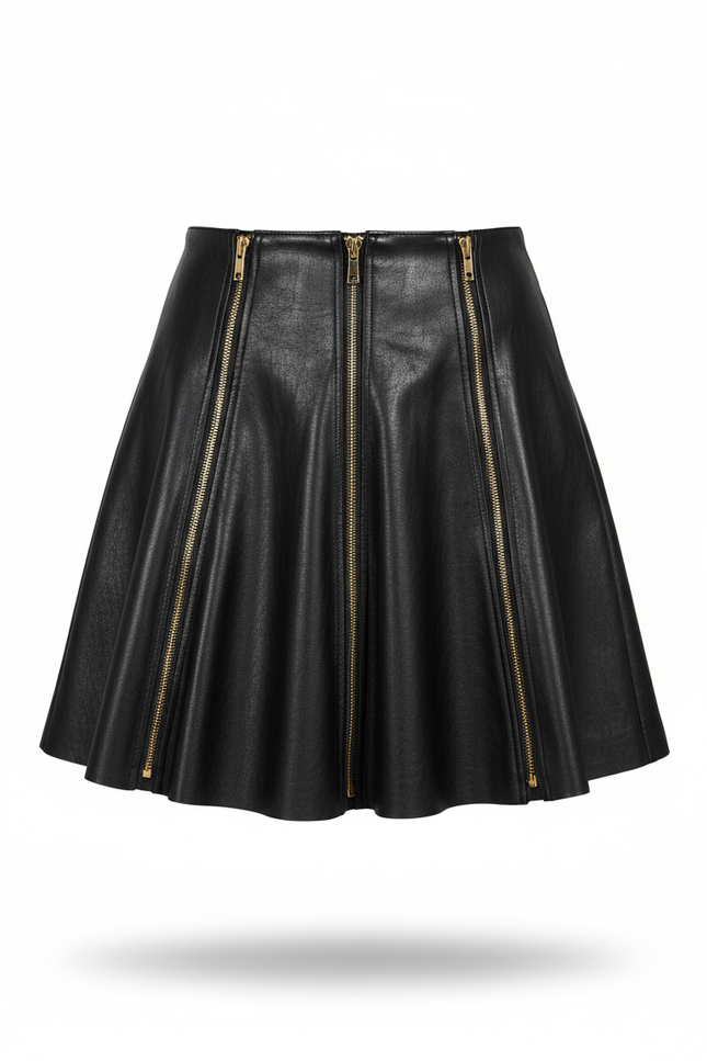 Jupe Patineuse Similicuir Zips Chic