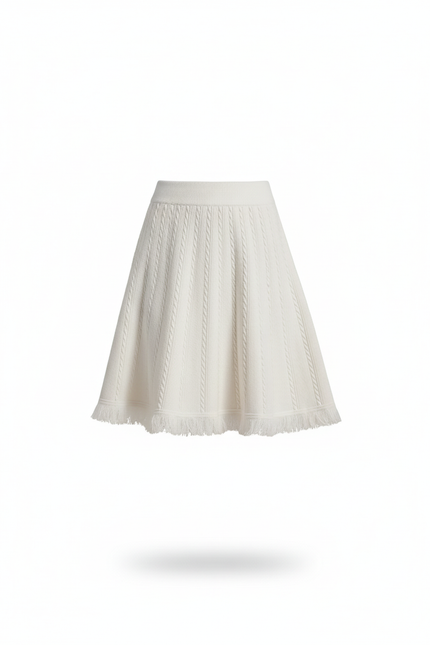 Jupe Patineuse Tricotée Franges Chic