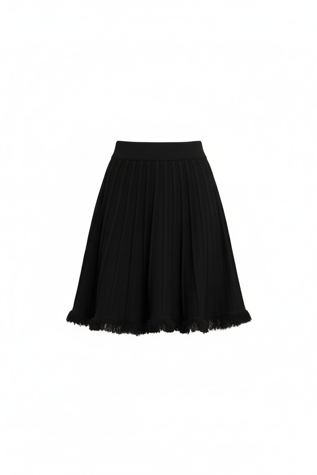 Jupe Patineuse Noire Plissée Chic Urbaine